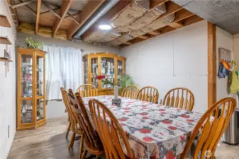 Lower level unfinished, currently used as a DR area