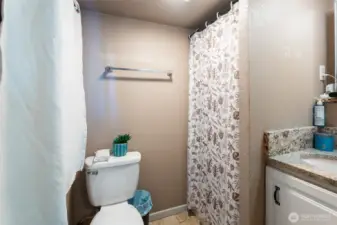 Garage apartment bathroom with shower