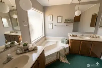 Bathroom1.  Digitally staged for illustration purposes.