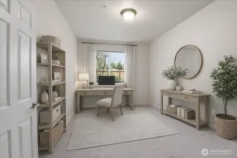 The second bedroom could also be used as a home office.  This picture has been virtually staged.