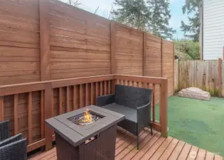 Maintenance free turf and fully fenced back yard.