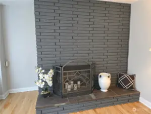 Fireplace in living room.