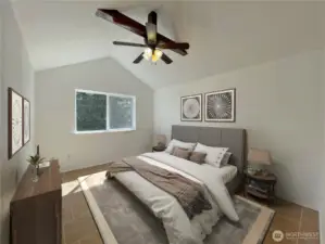 Primary Bedroom on Main Floor - Virtually Staged