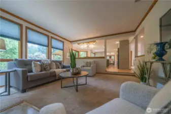 View from the family room back towards the kitchen.