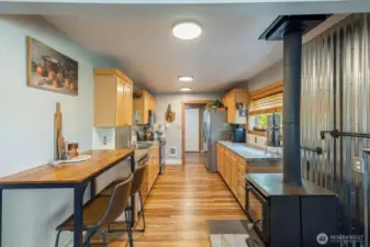 Dining Area with Wood Stove Heating