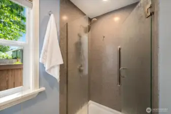 Modern luxury with a sleek stand-up shower