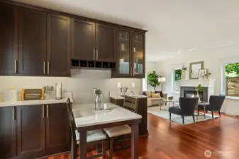 Custom built-in kitchen table with storage.