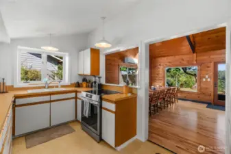 kitchen open to great room w views