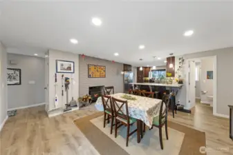 Practical 3/4 bath situated by the dining room for guest use and daily flow.