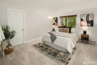 Primary bedroom on the main level with connected bathroom