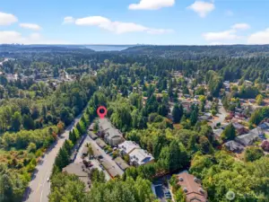 Aerial view of Braewood condominium community