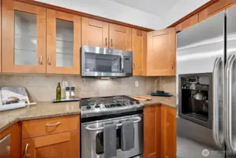 Stainless steel appliances in kitchen