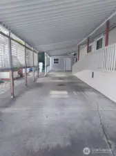 Long spacious carport.
