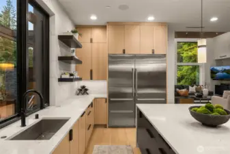 Sub Zero freezer and 36" refrigerator.