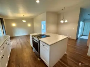 Huge island in large remodeled kitchen