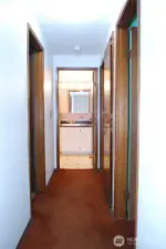 All bedrooms are upstairs with the main bath at the end of the hall.