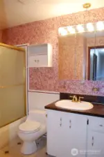 Main bathroom at the end of the hall upstairs with all the bedrooms.