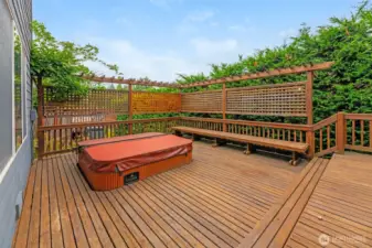 Rear deck with Hot Tub.