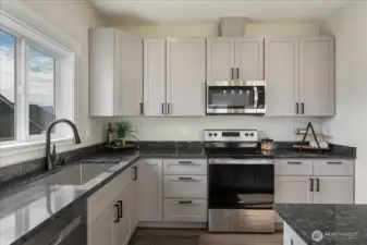 Newer stainless steel appliances.