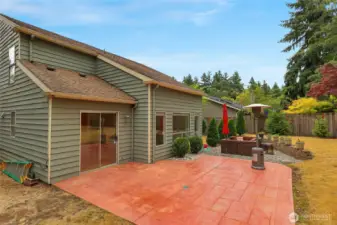 Beautiful patio and large fenced in backyard