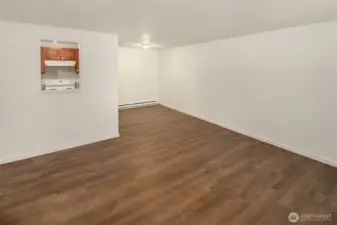 Kitchen pass through with comfortable sized dining area