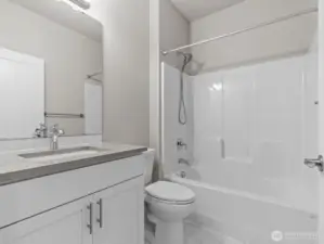 Just down the hall after you pass the coat closet is the conveniently located guest bathroom.