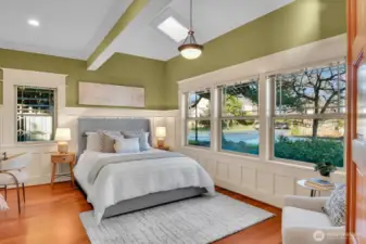 French doors open to this main level bedroom