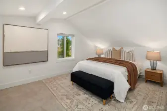 Primary bedroom at east end of the Upper Level.