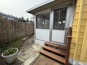 Sunroom entrance from yard