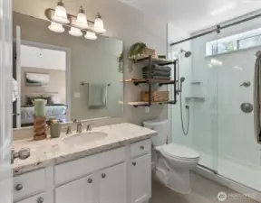 Primary En-Suite Bath. Light, Bright & Beautiful finish work.