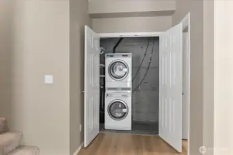 Utility Closet with Appliances that Stay in lower level.