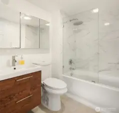Beautiful. modern updated, primary bathroom.