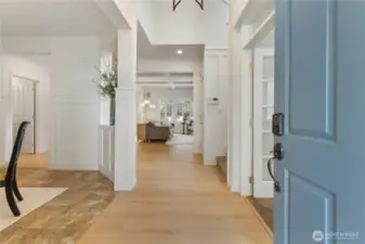 Front entry with high vaulted ceiling
