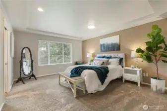 Primary suite with walk-in closet & 5 piece bath.