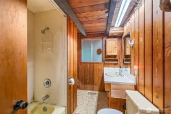 This main bath pulls double duty—accessible from the primary bedroom or the hall. It’s got space and potential, but let’s be honest: it’s ready for a full gut and a glow-up.