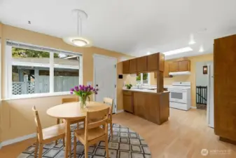 Virtually staged kitchen eating nook