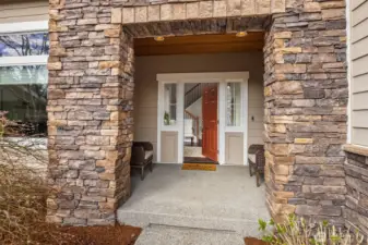 Beautiful stone work to accentuate the front covered porch