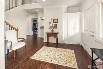 A nice foyer with coat closet