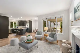 Looking back towards kitchen.  It's nice to entertain here because this large open space accommodates a lot of people and the cook can be involved.