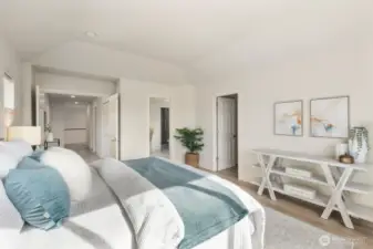 Primary bedroom is quite large.