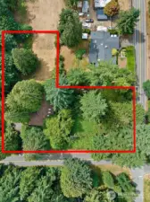 Aerial photo showing the entire "L" shaped property.