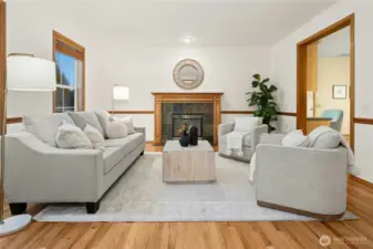 Gorgeous family rm w/cozy gas Fireplace just off kitchen