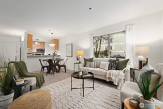 This condo features a beautiful open living, dining and kitchen space so you can be close to family and guests while cooking.