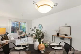 Large wall in the living area is perfect for an entertainment center.