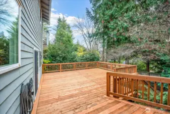 Large entertainment size deck.  Decking recently replaced as well as footings.