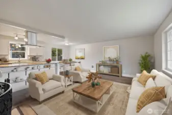 Photo virtually staged - main living space.