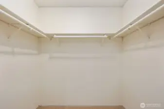 Primary walk-in closet, lots of space!