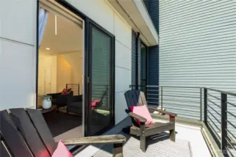 Private outdoor patio directly off the living room.