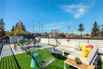 Stunning rooftop deck with incredible views and a gas hookup for a BBQ or gas fire pit.