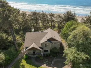 Rare Ocean Front/View Bluff Home in Moclips nestled in the trees off the road for privacy and with 1.79 acres.